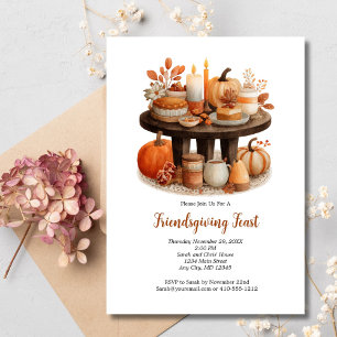 Invitación Día de Acción de Gracias de Amigos Otoño Cena