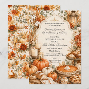 Invitación Día de Acción de Gracias de cosecha de calabaza ac