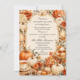 Invitación Día de Acción de Gracias de cosecha de calabaza ac