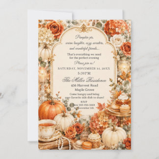 Invitación Día de Acción de Gracias de cosecha de calabaza ac
