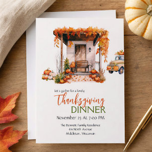 Invitación Día de Acción de Gracias de cosecha de otoño vinta