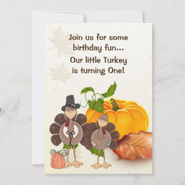 Invitación Día de Acción de Gracias de Cute Boy Turkey 1º cum