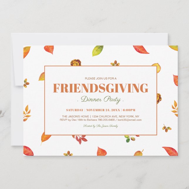 Invitación Día de Acción de Gracias de Foliage moderno, Fiest (Anverso)