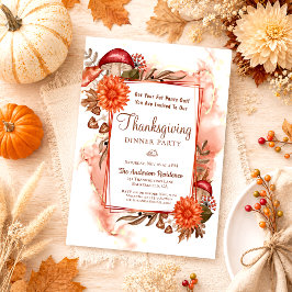 Invitación Día de Acción de Gracias de Hojas de Otoño Floral 