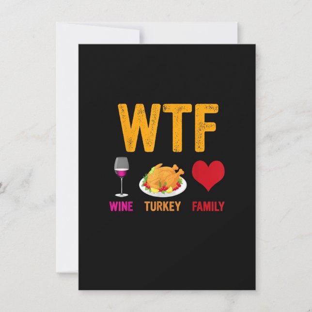 Invitación Día de Acción de Gracias de la Familia WTF Wine Tu (Anverso)