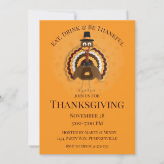Invitación Día de Acción de Gracias de Papercut Turkey