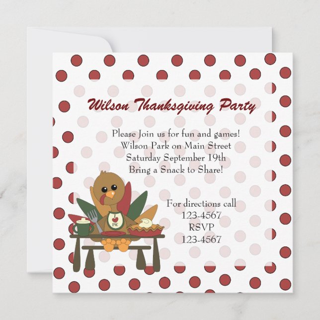 Invitación Día de Acción de Gracias de Turquía (Anverso)