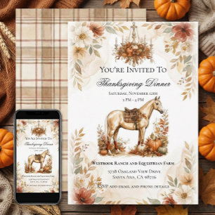 Invitación Día de Acción de Gracias ecuestre del caballo eleg