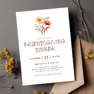 Invitación Día de Acción de Gracias Elegante y Moderna Cena d