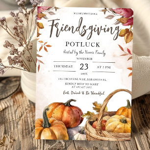 Invitación Día de Acción de Gracias entre Amigos Potluck Rúst