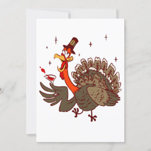 Invitación día de acción de gracias feliz divertido pavo borr