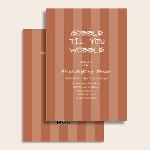 Invitación Día de Acción de Gracias Gobble Wobble Raya de Ami