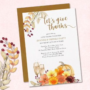 Invitación Día de Acción de Gracias Juntos Flores de Otoño Fi