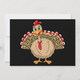 Invitación Día de Acción de Gracias Leopard Turkey otoño