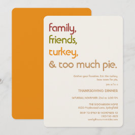 Invitación Día de Acción de Gracias moderno para familia, ami