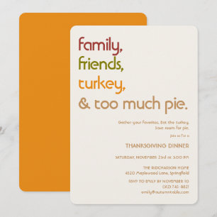 Invitación Día de Acción de Gracias moderno para familia, ami