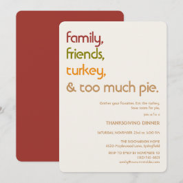 Invitación Día de Acción de Gracias moderno para familia, ami