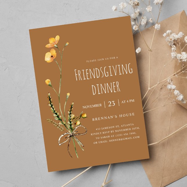 Invitación Día de Acción de Gracias Moderno Rustic Friendster (Thanksgiving Modern Rustic Friendsgiving Dinner Invitation)