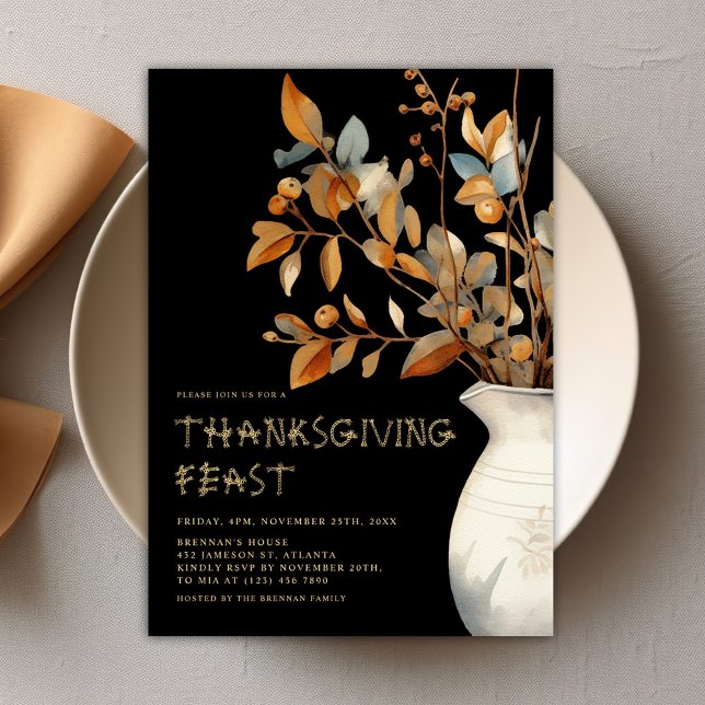 Invitación Día de Acción de Gracias Moderno y Elegante Día de (Thanksgiving Modern Elegant Friendsgiving Autumn Invitation)