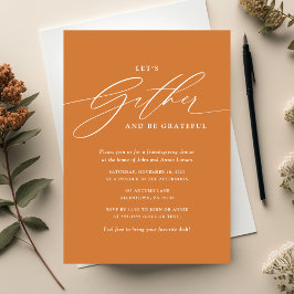 Invitación Día de Acción de Gracias Naranja Reunir y Ser Agra