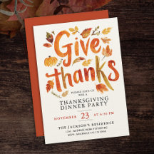 Día de Acción de Gracias Otoño Cena Acuarela