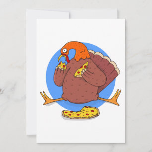 Invitación día de acción de gracias pavo pizza divertido