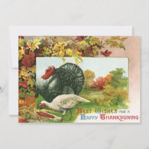 Invitación Día de Acción de Gracias Vintage, colores de otoño