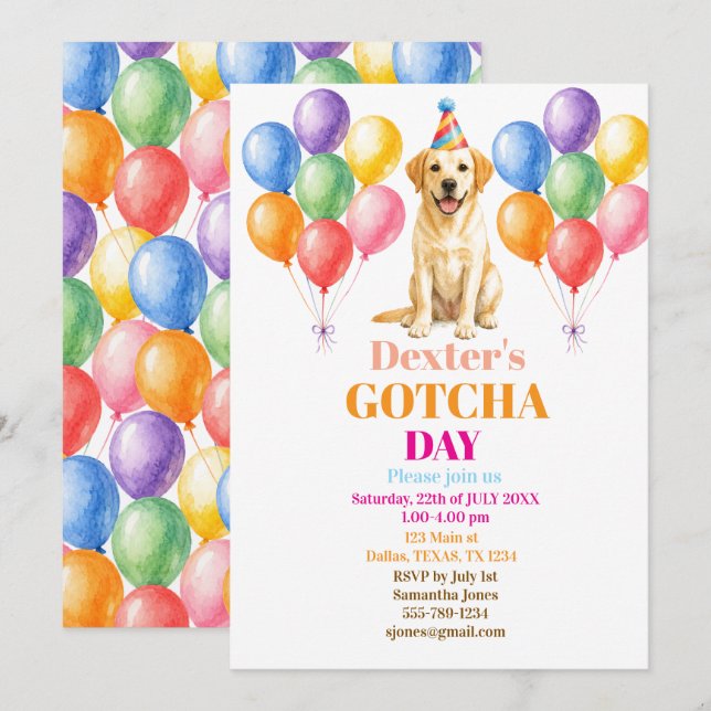 Invitación Día de adopción del perro Labrador (Anverso / Reverso)