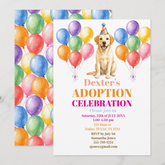 Invitación Día de adopción del perro Labrador (Anverso / Reverso)