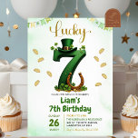 Invitación Día de Aniversario del Día del Siete Santo Patroci<br><div class="desc">Invitación de Sage Green Lucky Seven Birday,  Invitación de cumpleaños para niños del Día de St Patricks,  Ducha de cumpleaños para niños irlandeses de Shamrock,  ducha de encanto afortunada,  afortunada fiesta de 7 St Patricks Cumpleaños</div>