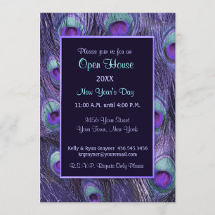 Invitación Día de Año Nuevo Peacock - Invitar a la Casa Abier