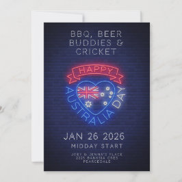 Invitación Día de Australia Australiano Neón Fiesta Nacional