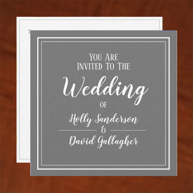 Invitación Día de Boda Simple Cuadrado Gris y Blanco (Subido por el creador)