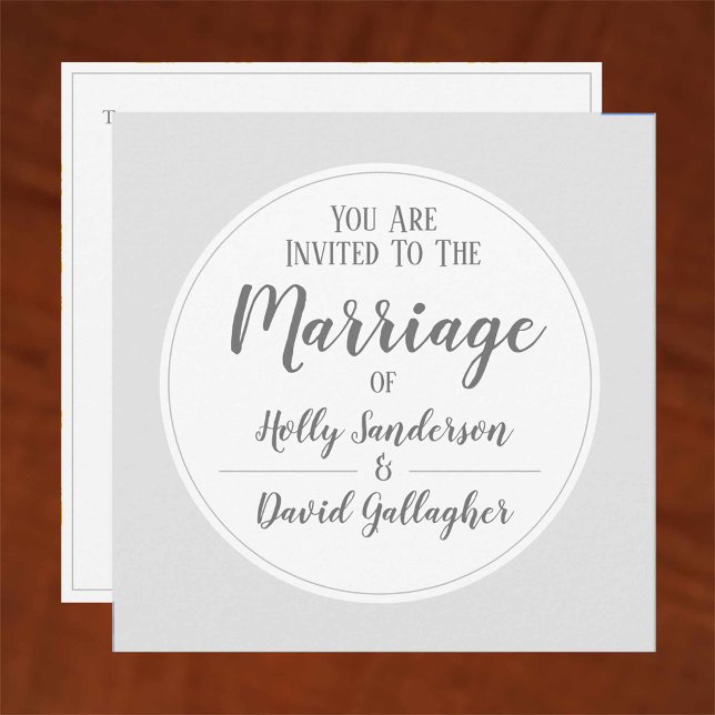 Invitación Día de Boda Simple de Plata Gris y Blanco (Subido por el creador)