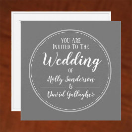Invitación Día de Boda Simple Gris y Blanco