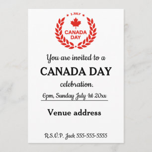 Invitación Día de Canadá, 1 de julio.