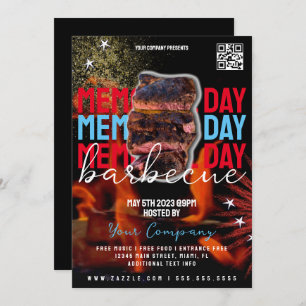 Invitación Día de Conmemoración Barbacoa Fiesta Patriótico Vo