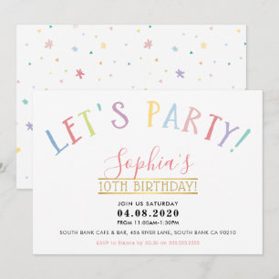 Invitación DÍA DE CUMPLEAÑOS, colores pastel dejemos fiesta