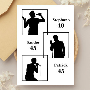 Invitación Día de cumpleaños conjunto triple el divertido bla