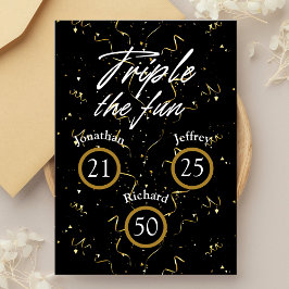 Invitación Día de Cumpleaños Conjunto Triple The Divertido