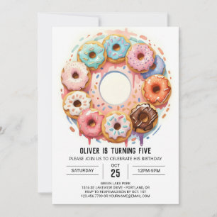 Invitación Día de cumpleaños de donuts de chocolate acuarela