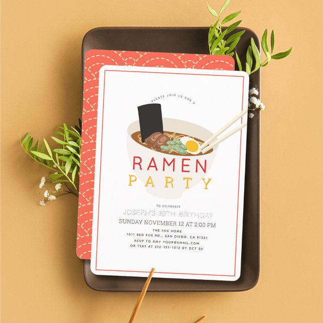 Invitación Día de cumpleaños de fideos asiáticos chinos Ramen (Subido por el creador)