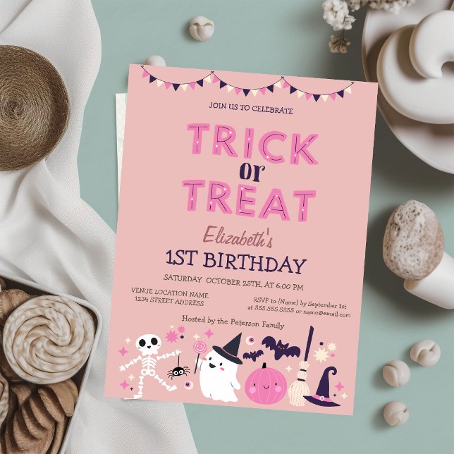 Invitación Día de cumpleaños de la fiesta de Halloween con tr (Subido por el creador)