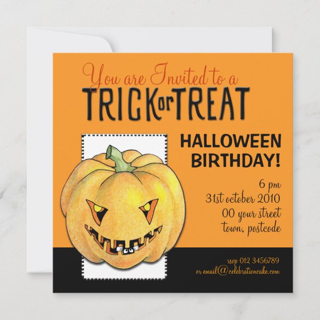 Invitación Día de cumpleaños de la Halloween de Trick o Trek (Anverso)