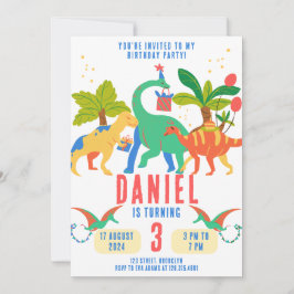 Invitación Día de cumpleaños de los dinosaurios del Ilustraci