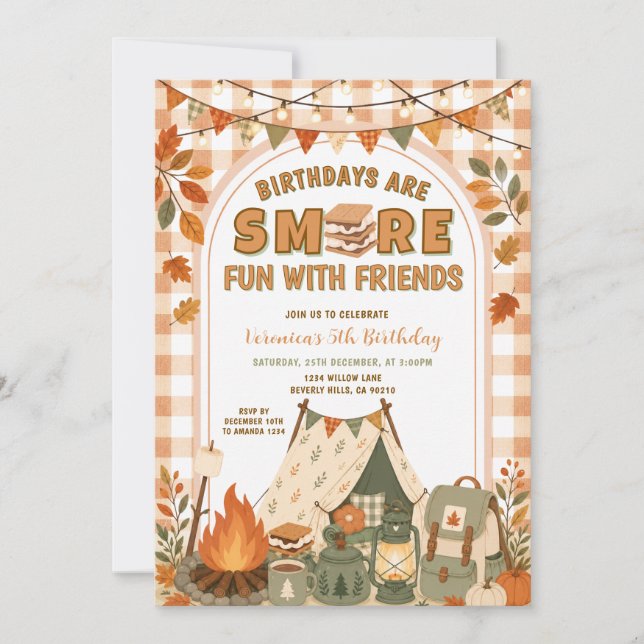 Invitación Día de cumpleaños de Orange S’more Diversión con a (Anverso)