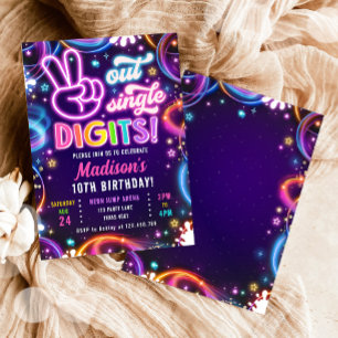 Invitación Día de cumpleaños de un solo dígito de paz con Chi