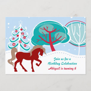 Invitación Día de cumpleaños del caballo de invierno, colorid