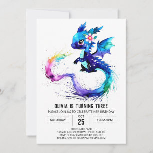 Invitación Día de cumpleaños del Chica digital del Dragón fel