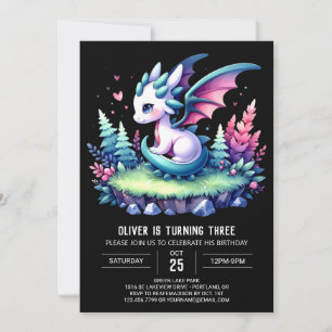 Invitación Día de cumpleaños del dragón de la naturaleza capr